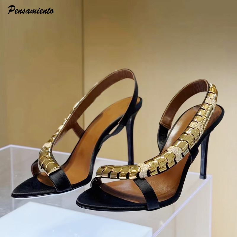 Ankle Strap Heels - Luxury Rhinestones Sequined Satin Women Gladiator