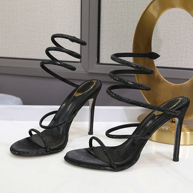 Ankle Strap Heels - Eilyken Fashion Style Crystal Diamond Ankle