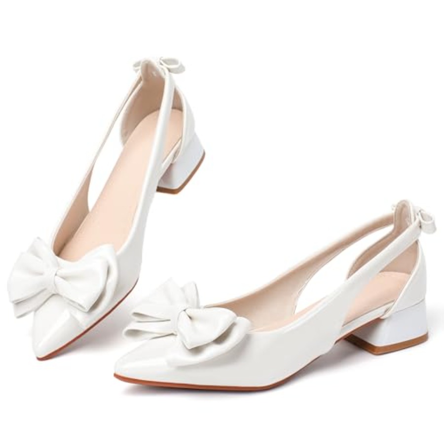 Low Block Heel Pump - Slingback Jane Heels for Women Low