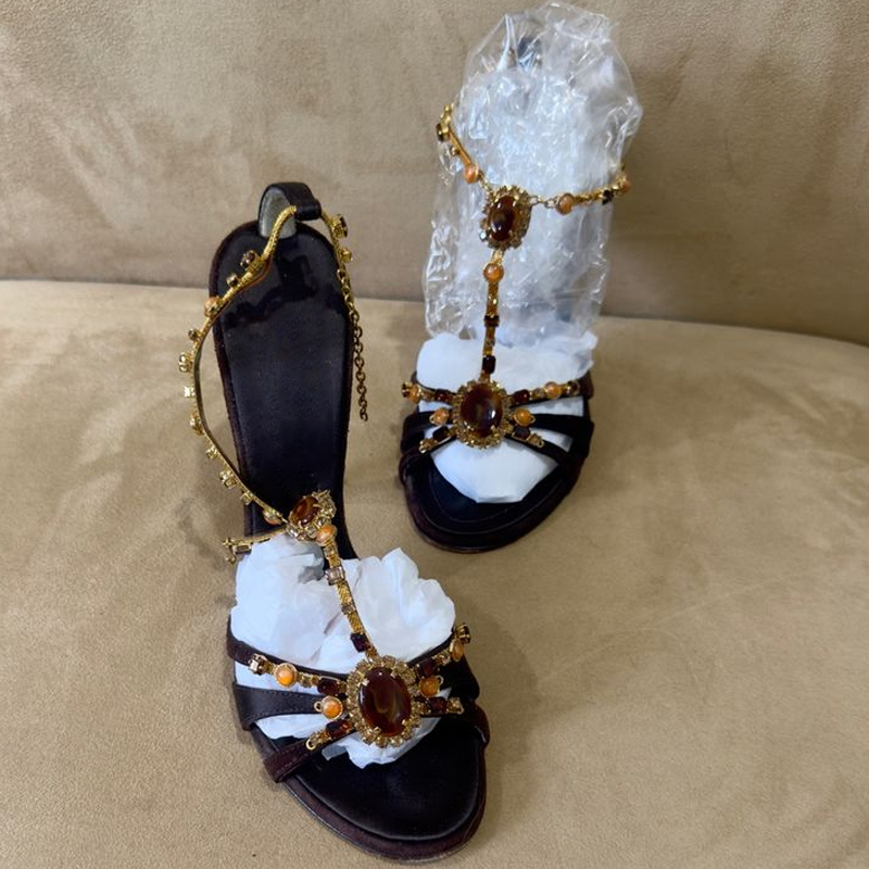 Women'S Shoes Peep Toe - Rhinestone Open Toe Cross Straps Stilettos