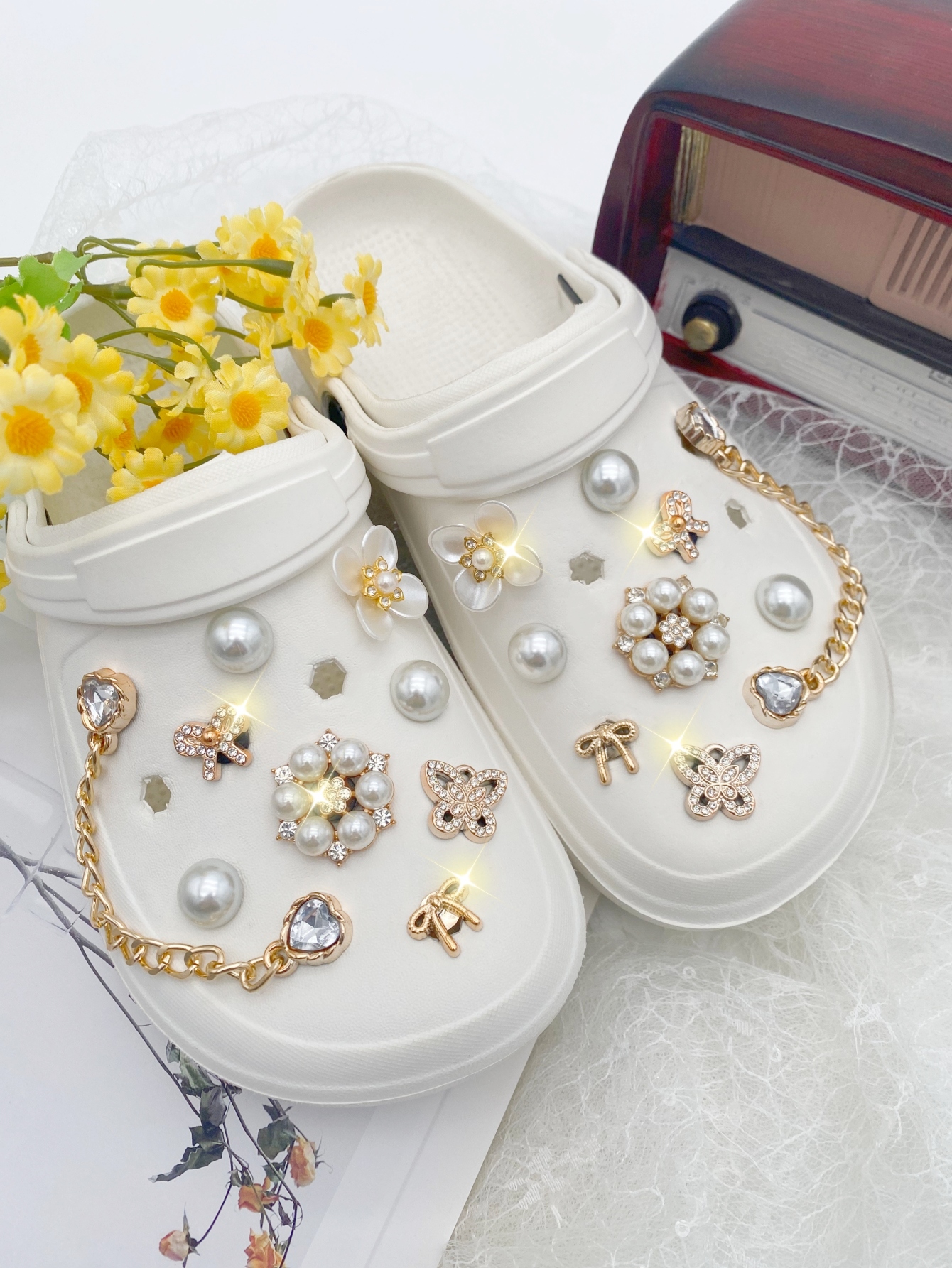 Gold Chain Sandal - 18pcs Fashion Versatile Gold Pearl &