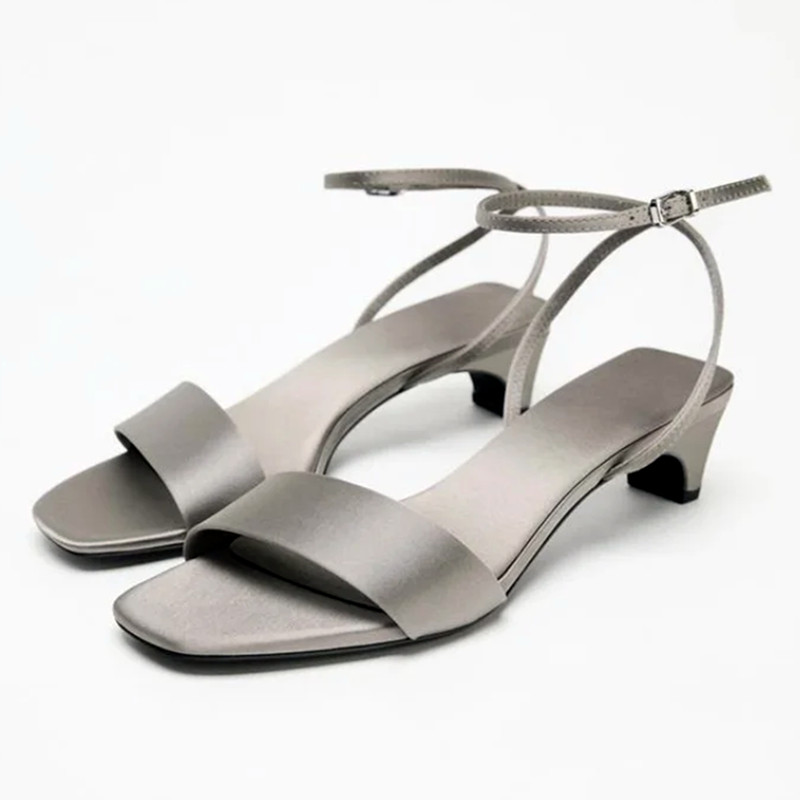 Wide Fit Heels - Elegant Square Toe Ankle Strap Heeled