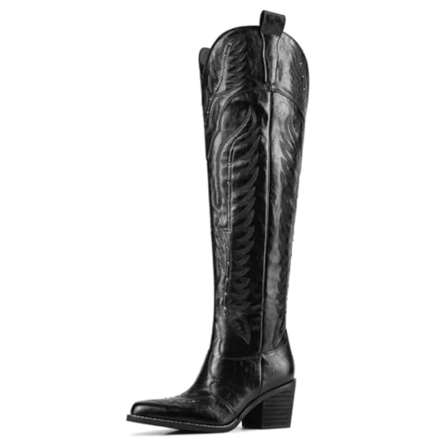 Wide Fit Heels - Women's Embroidered Cowboy Boots Over the