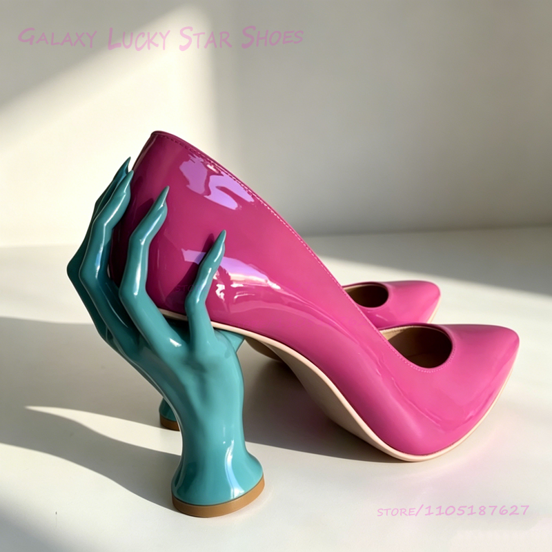 Pink Hand Shaped Strange Heel  - Women'S Shoes Hands Free บทวิจารณ์และราคา