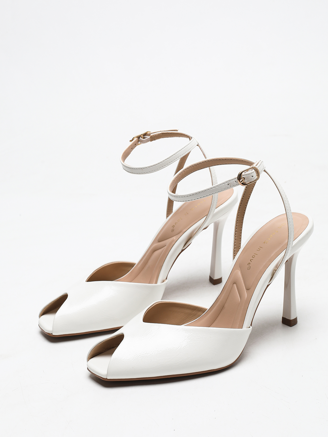 Chic Square-Toe Leather Peep-T - Women'S Shoes Peep Toe บทวิจารณ์และราคา