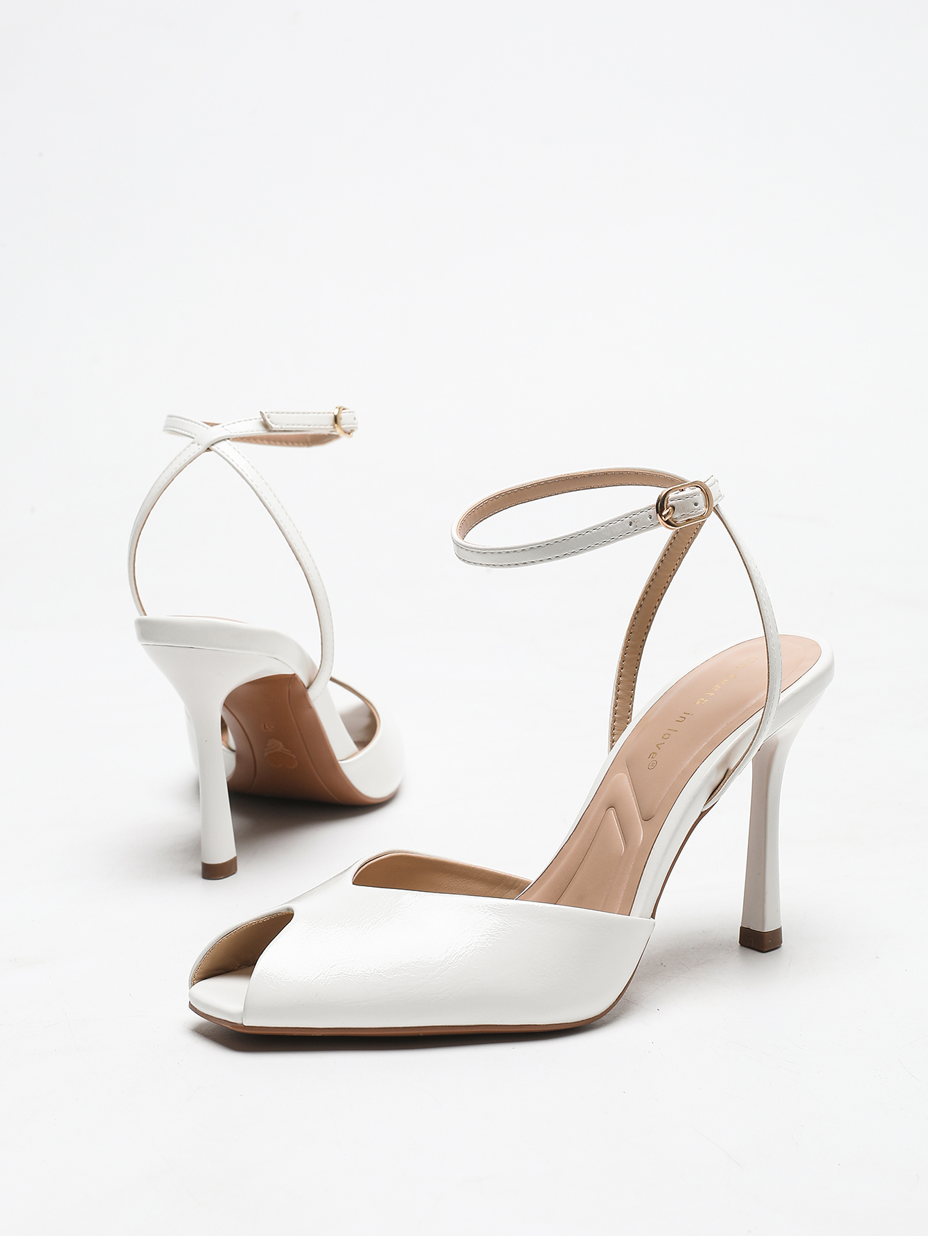Chic Square-Toe Leather Peep-T - Women'S Shoes Peep Toe บทวิจารณ์และราคา