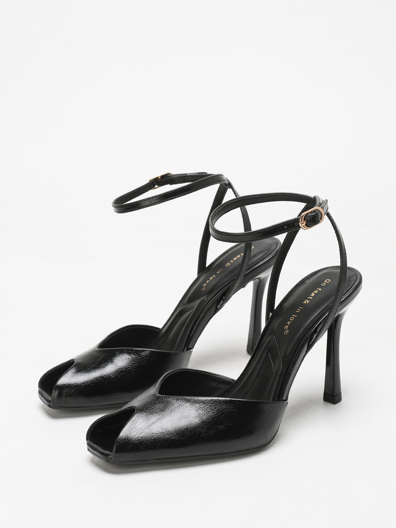 Chic Square-Toe Leather Peep-T - Women'S Shoes Peep Toe บทวิจารณ์และราคา