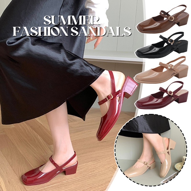 Women's Sandals Summer 2025 Sq - Ankle Strap Heels บทวิจารณ์และราคา