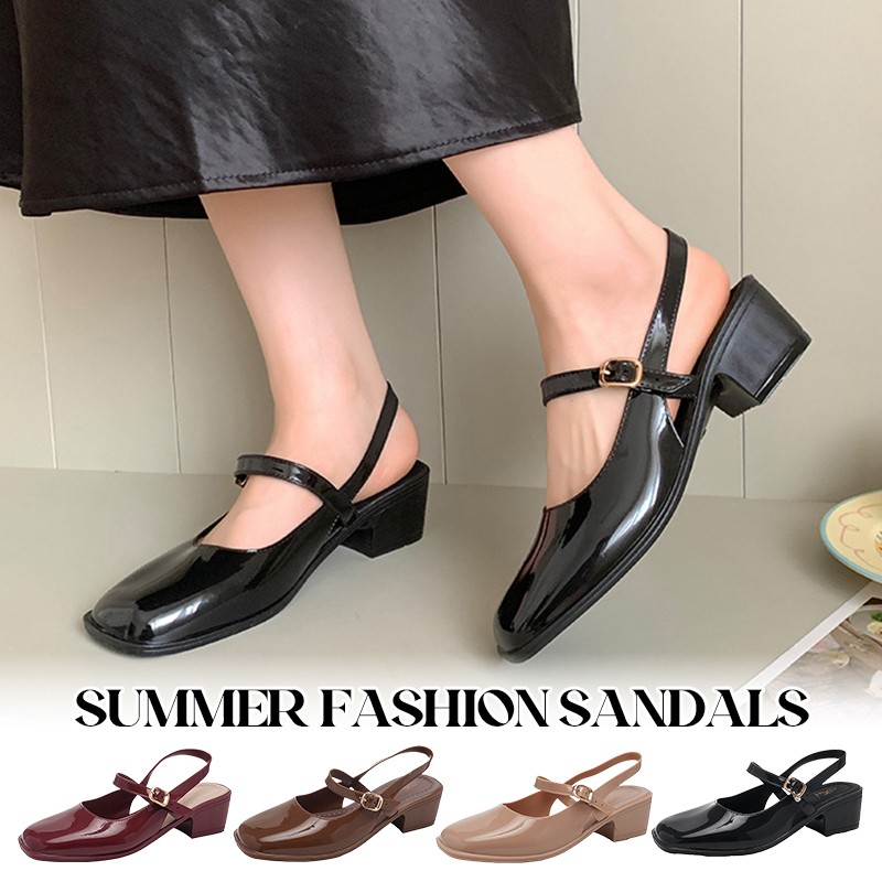 Women's Sandals Summer 2025 Sq - Ankle Strap Heels บทวิจารณ์และราคา