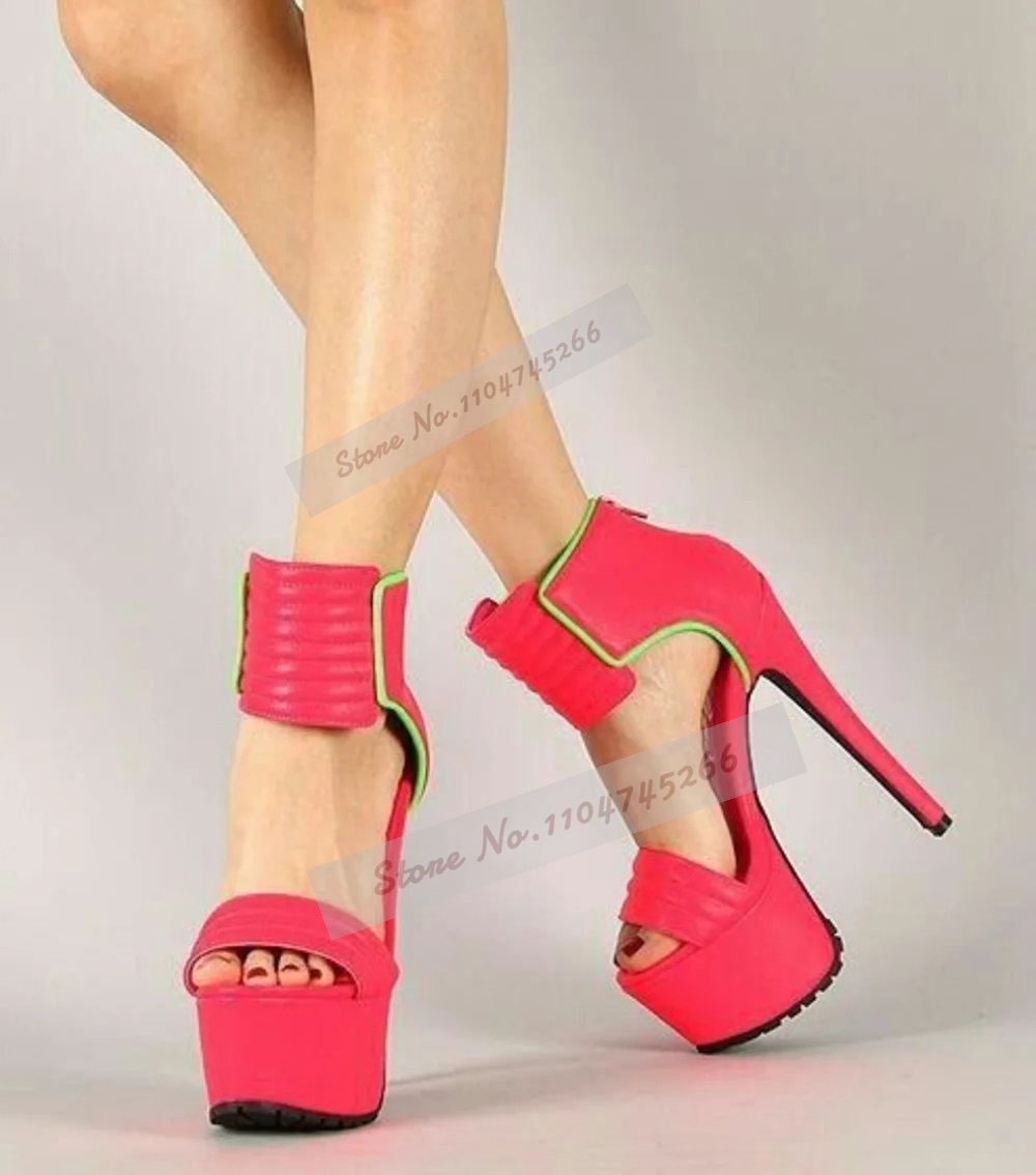 Rose Red Matte Leather Striped - Wide Fit Heels บทวิจารณ์และราคา