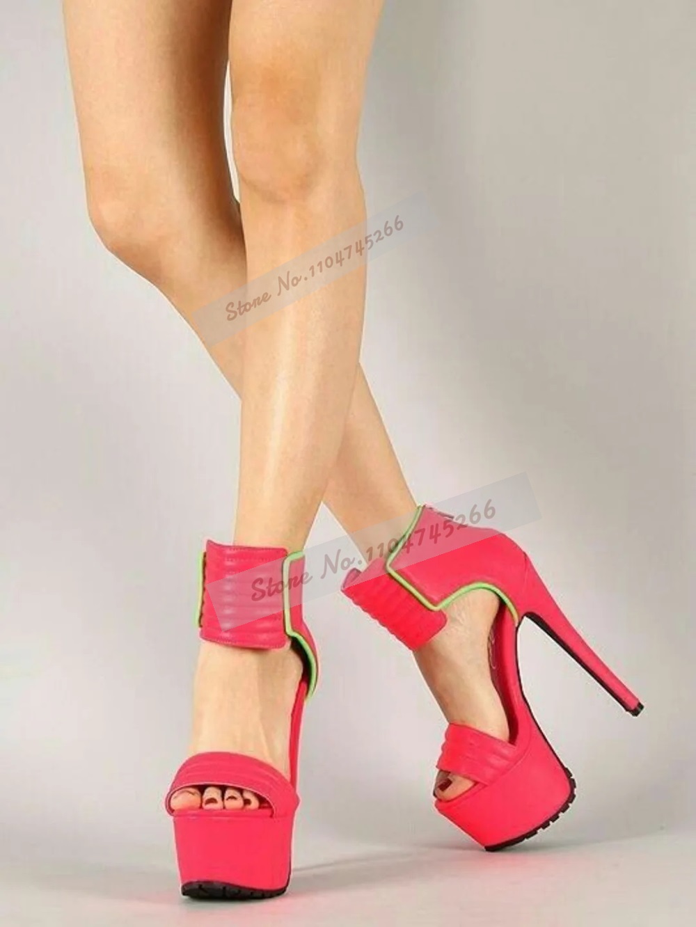 Rose Red Matte Leather Striped - Wide Fit Heels บทวิจารณ์และราคา