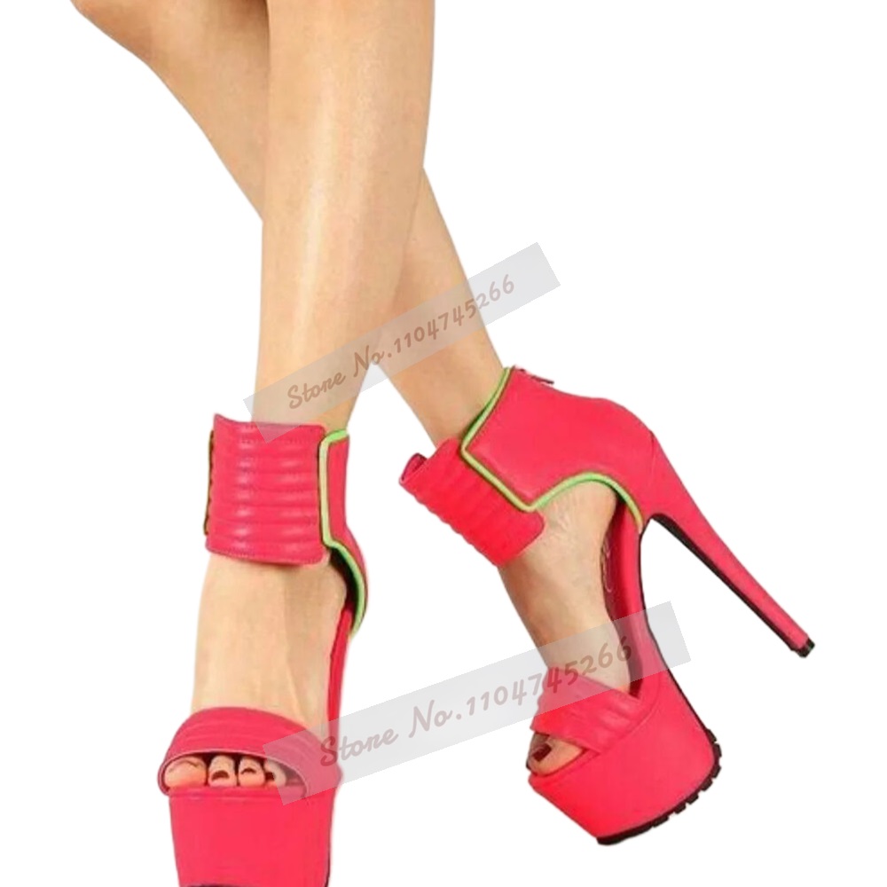 Rose Red Matte Leather Striped - Wide Fit Heels บทวิจารณ์และราคา