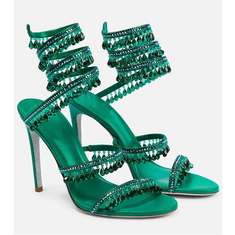 Sexy Green Crystal Fringe Stil - Women'S Shoes Peep Toe บทวิจารณ์และราคา