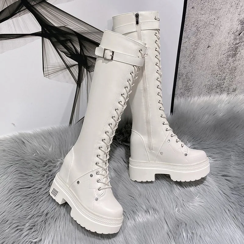 10CM New Women Platform Knee H - Wedge Heeled Sneaker บทวิจารณ์และราคา