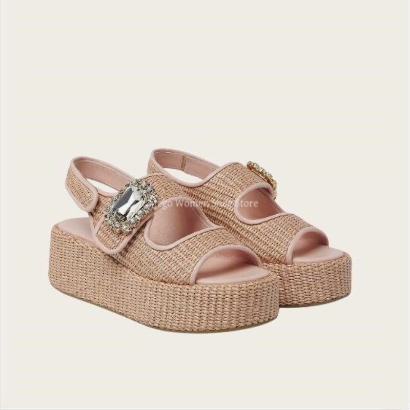 Hemp Woven Thick Soled Sandals - Women'S Shoes Hands Free บทวิจารณ์และราคา