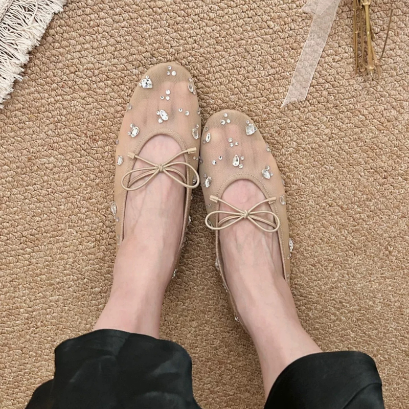 Diamond Luxury Mesh Mules Sand - Women Shoes Casual บทวิจารณ์และราคา
