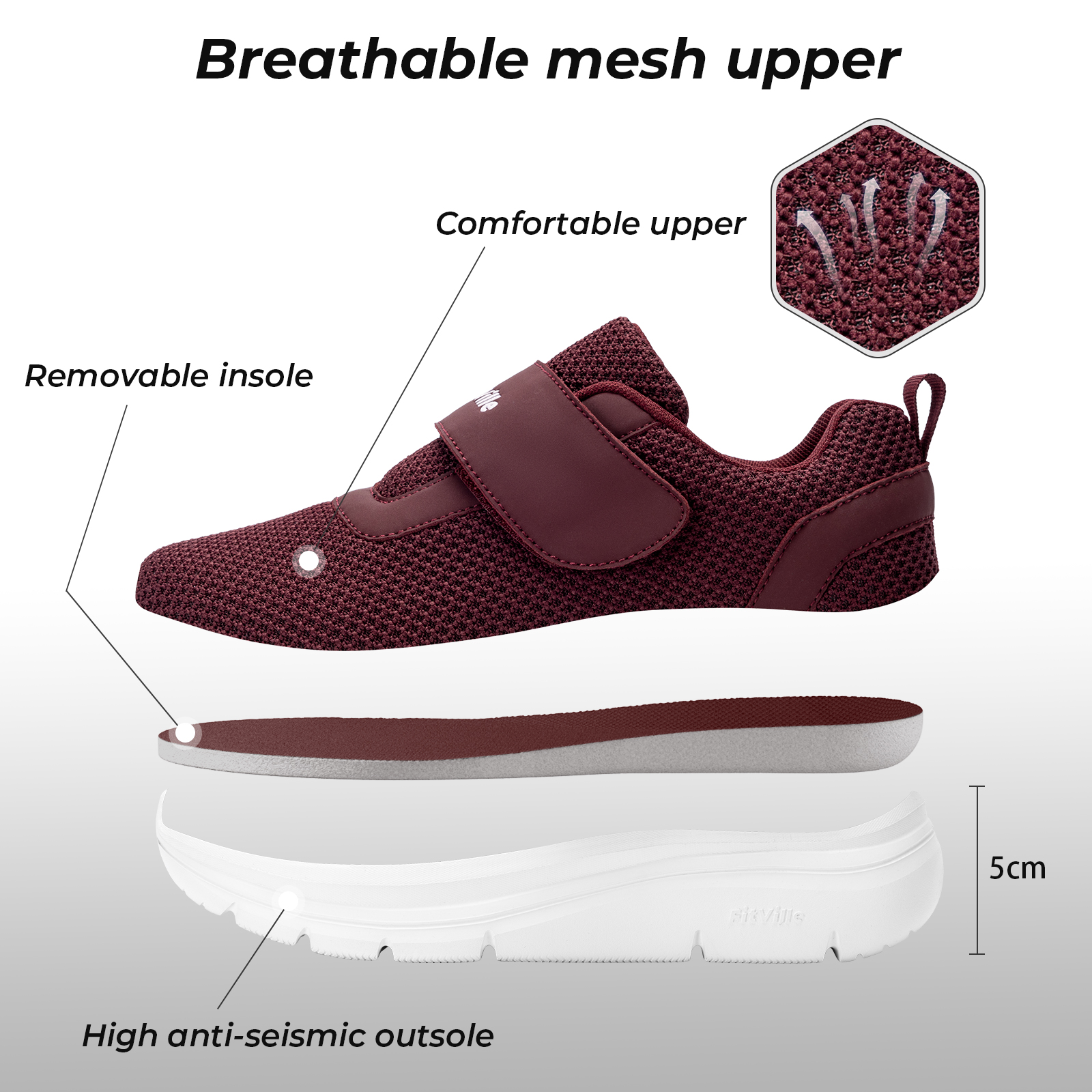 FitVille Women's Shoes Wide Di - Women'S Shoes For Wide Feet บทวิจารณ์และราคา