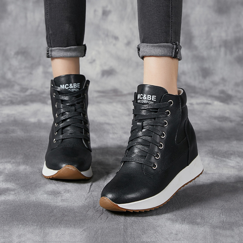 7CM Genuine Leather Women Ankl - Wedge Heeled Sneaker บทวิจารณ์และราคา