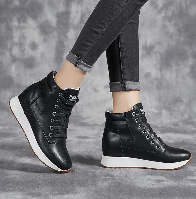 7CM Genuine Leather Women Ankl - Wedge Heeled Sneaker บทวิจารณ์และราคา