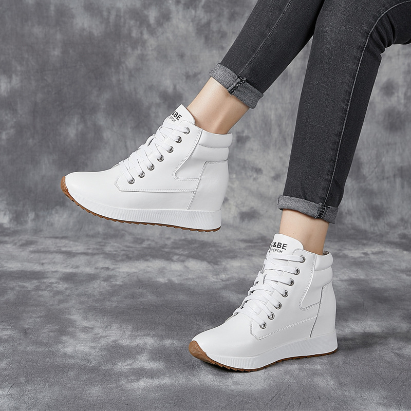 7CM Genuine Leather Women Ankl - Wedge Heeled Sneaker บทวิจารณ์และราคา