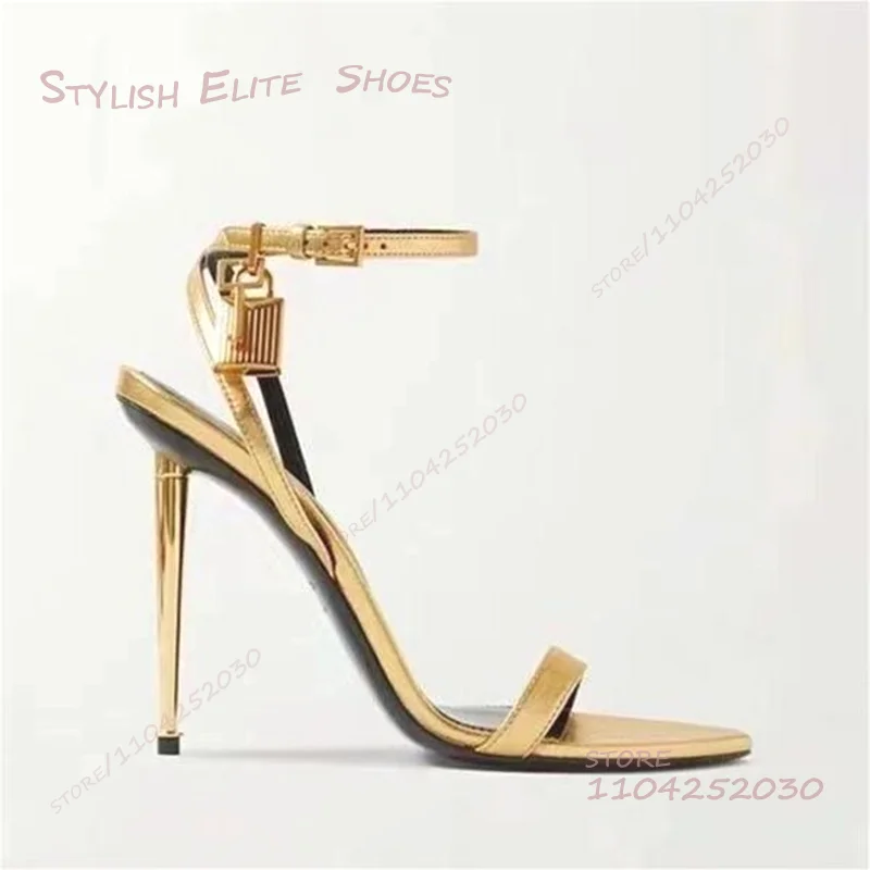 Gold Metal Stiletto Sandals Wo - Gold Chain Sandal บทวิจารณ์และราคา