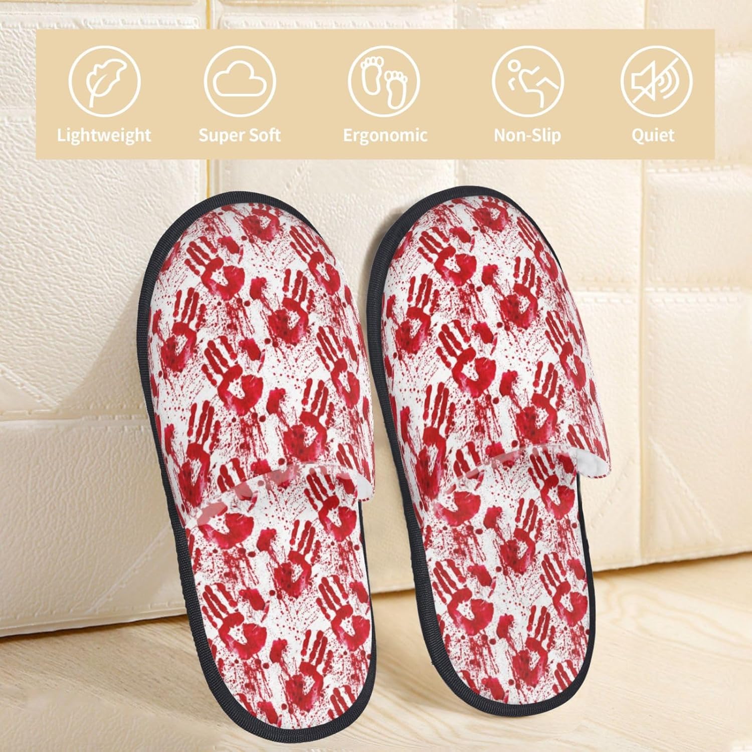 Bloody Hand Print Women Slippe - Women'S Shoes Hands Free บทวิจารณ์และราคา