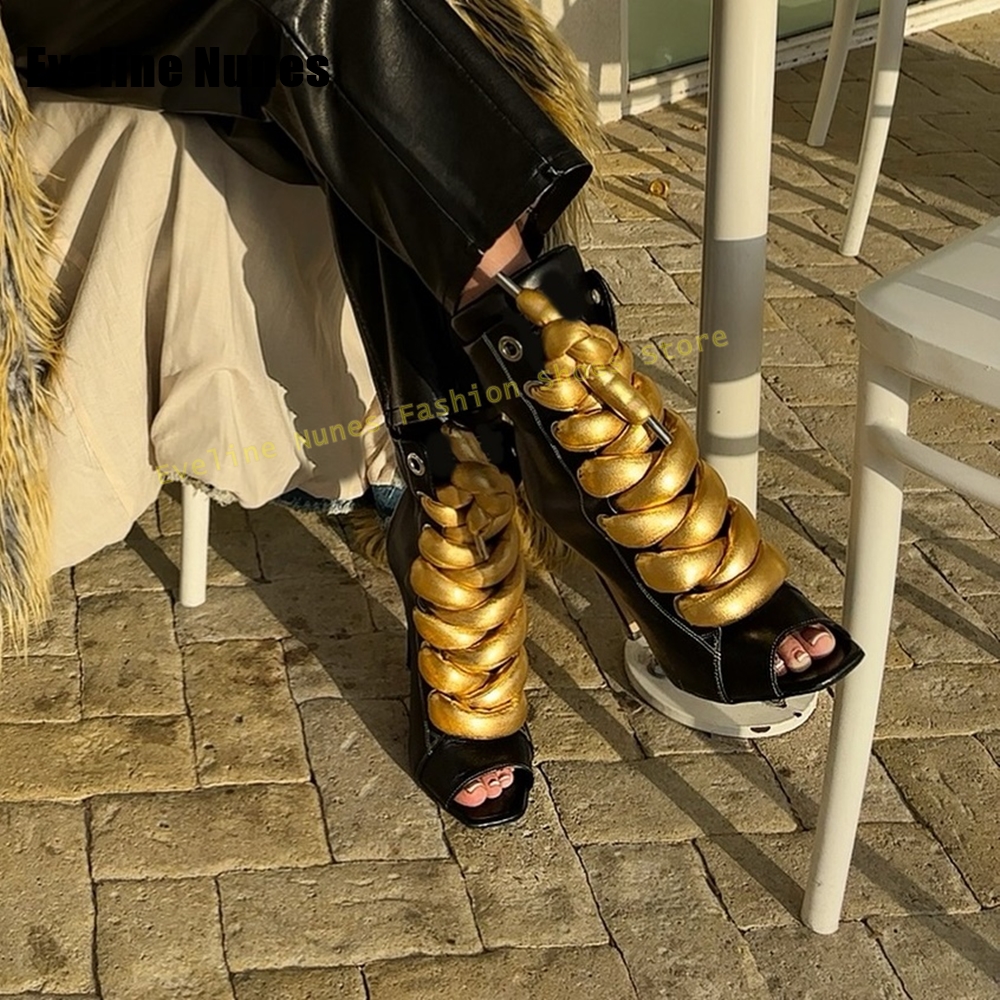 Women's Black Gold Chain Decor - Gold Chain Sandal บทวิจารณ์และราคา