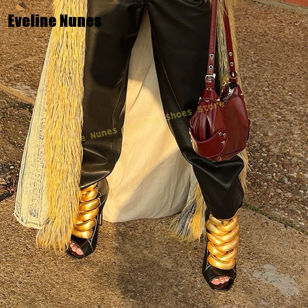 Women's Black Gold Chain Decor - Gold Chain Sandal บทวิจารณ์และราคา