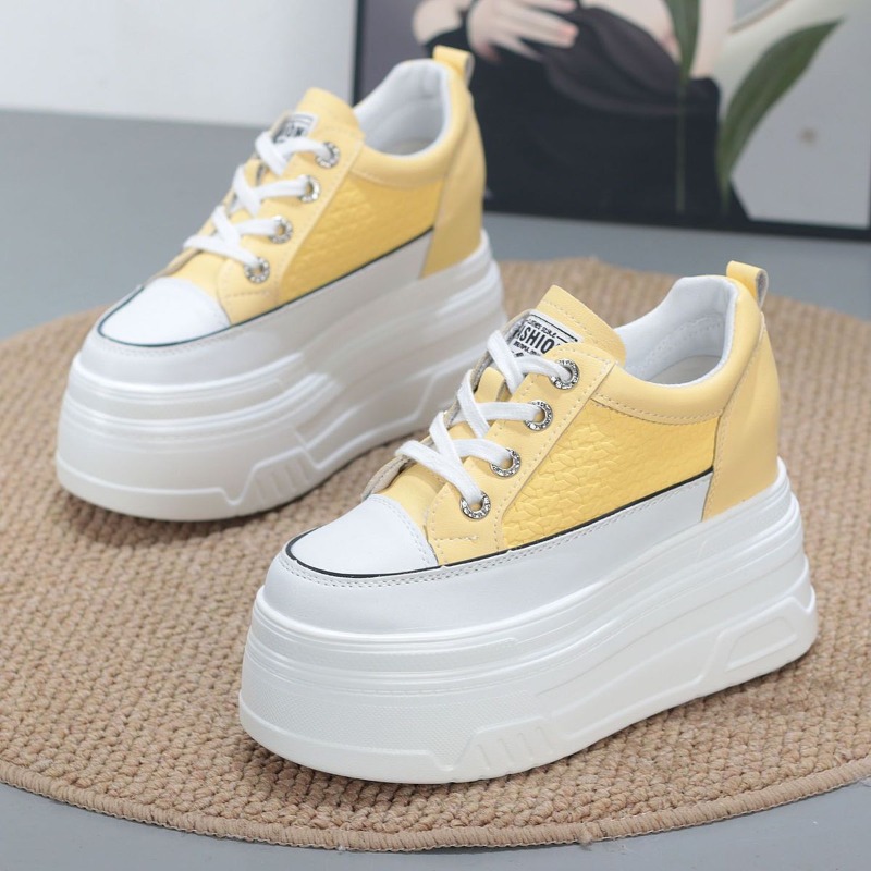 2026 New 10CM Genuine Leather  - Wedge Heeled Sneaker บทวิจารณ์และราคา