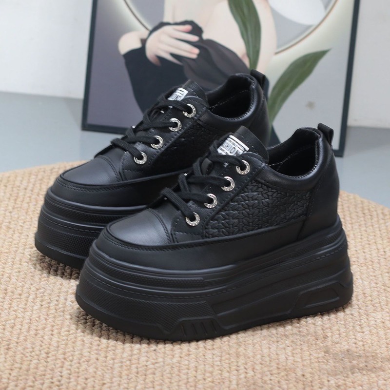 2026 New 10CM Genuine Leather  - Wedge Heeled Sneaker บทวิจารณ์และราคา
