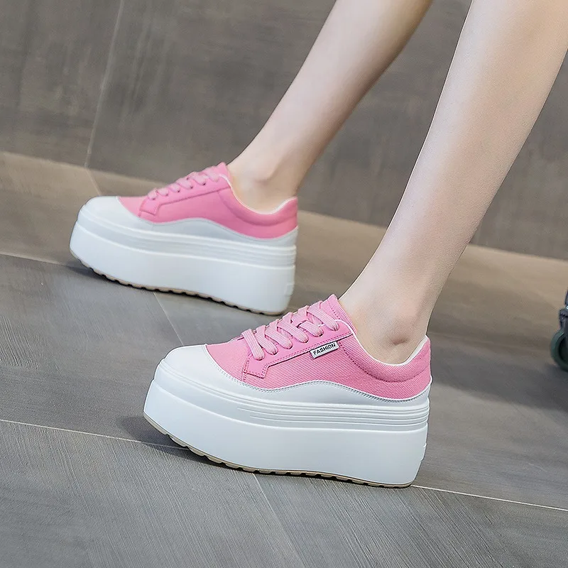 8cm New Canvas Genuine Leather - Wedge Heeled Sneaker บทวิจารณ์และราคา