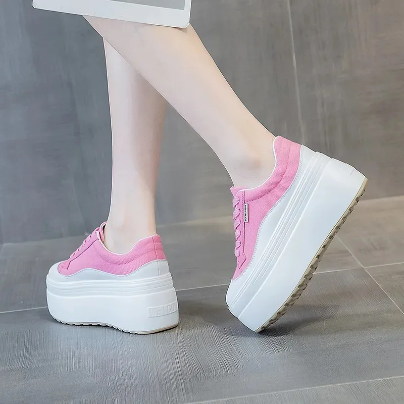 8cm New Canvas Genuine Leather - Wedge Heeled Sneaker บทวิจารณ์และราคา