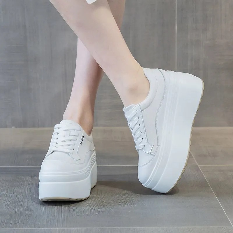 8cm New Canvas Genuine Leather - Wedge Heeled Sneaker บทวิจารณ์และราคา