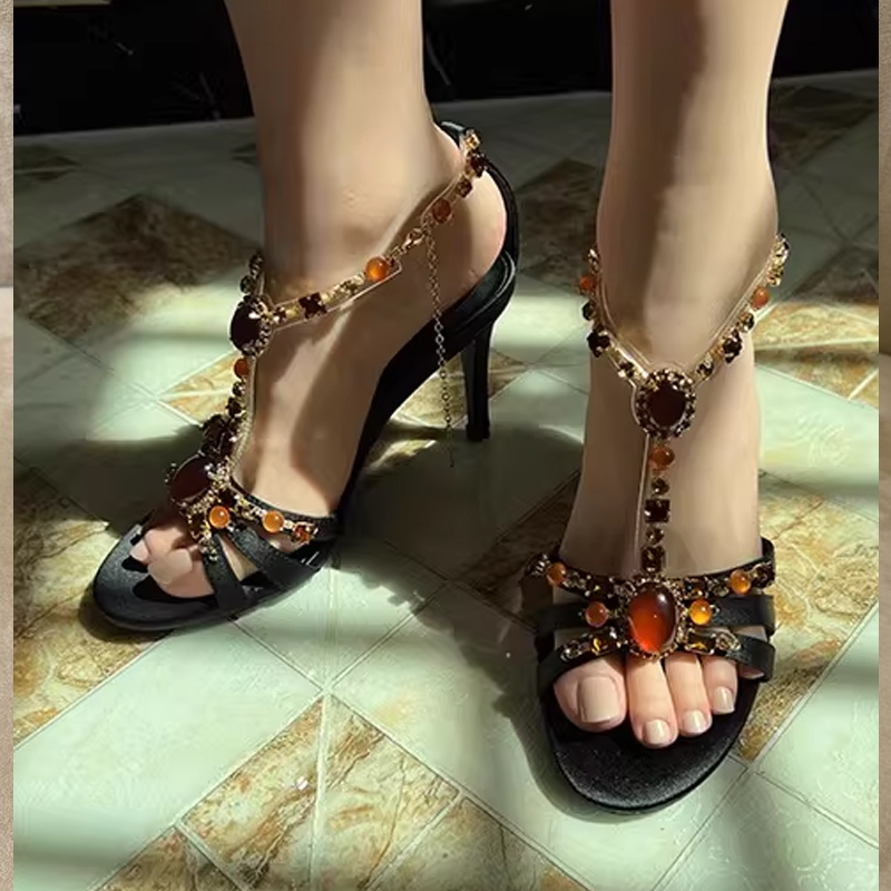 Rhinestone Open Toe Cross Stra - Women'S Shoes Peep Toe บทวิจารณ์และราคา
