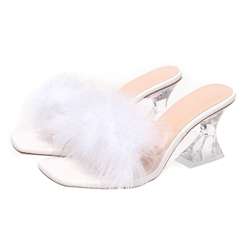 2025 New Elegant Sexy Feather  - Ankle Strap Heels บทวิจารณ์และราคา