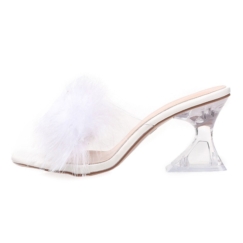 2025 New Elegant Sexy Feather  - Ankle Strap Heels บทวิจารณ์และราคา