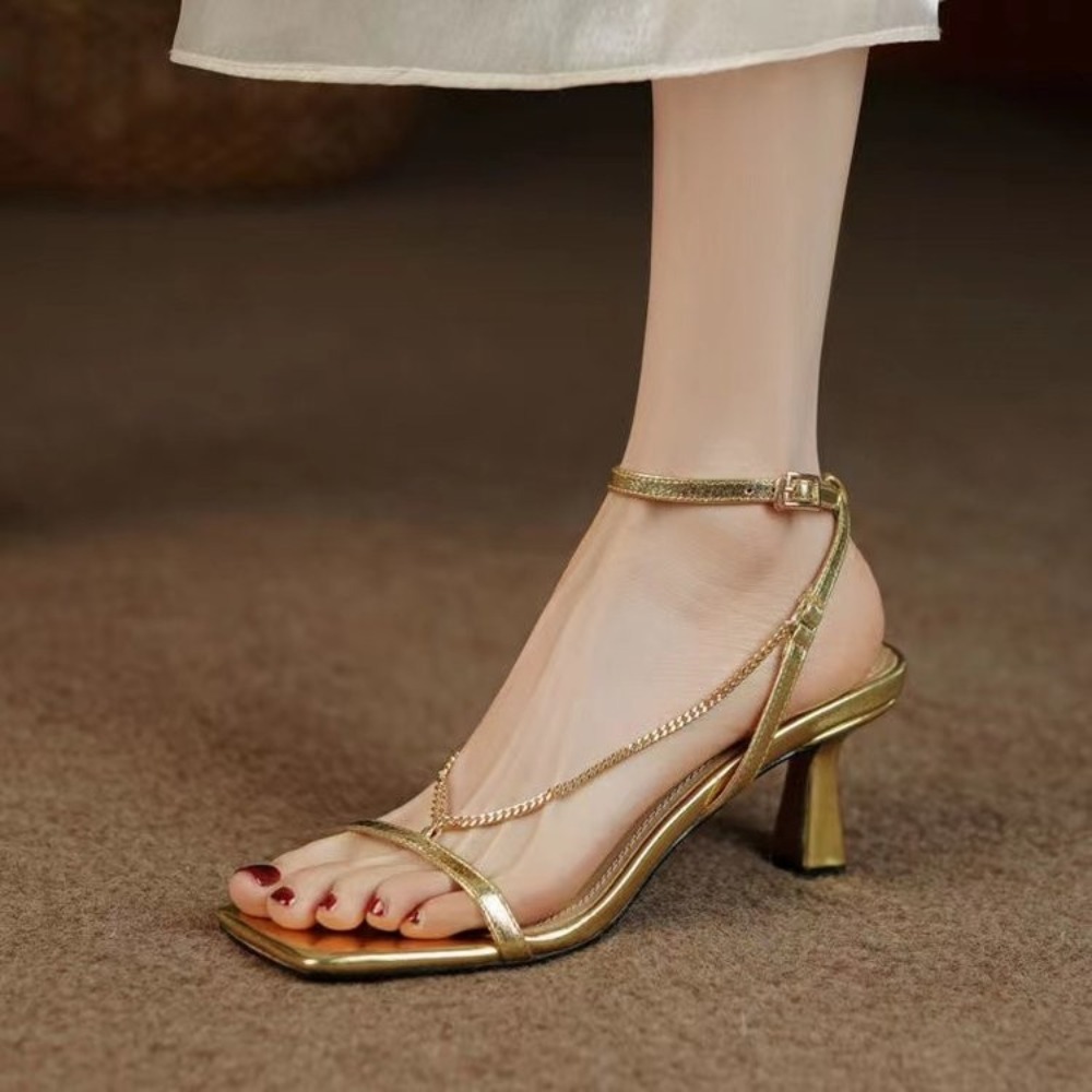 Gold Women's Fashion Sandals,  - Gold Chain Sandal บทวิจารณ์และราคา