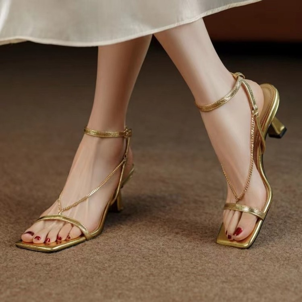Gold Women's Fashion Sandals,  - Gold Chain Sandal บทวิจารณ์และราคา