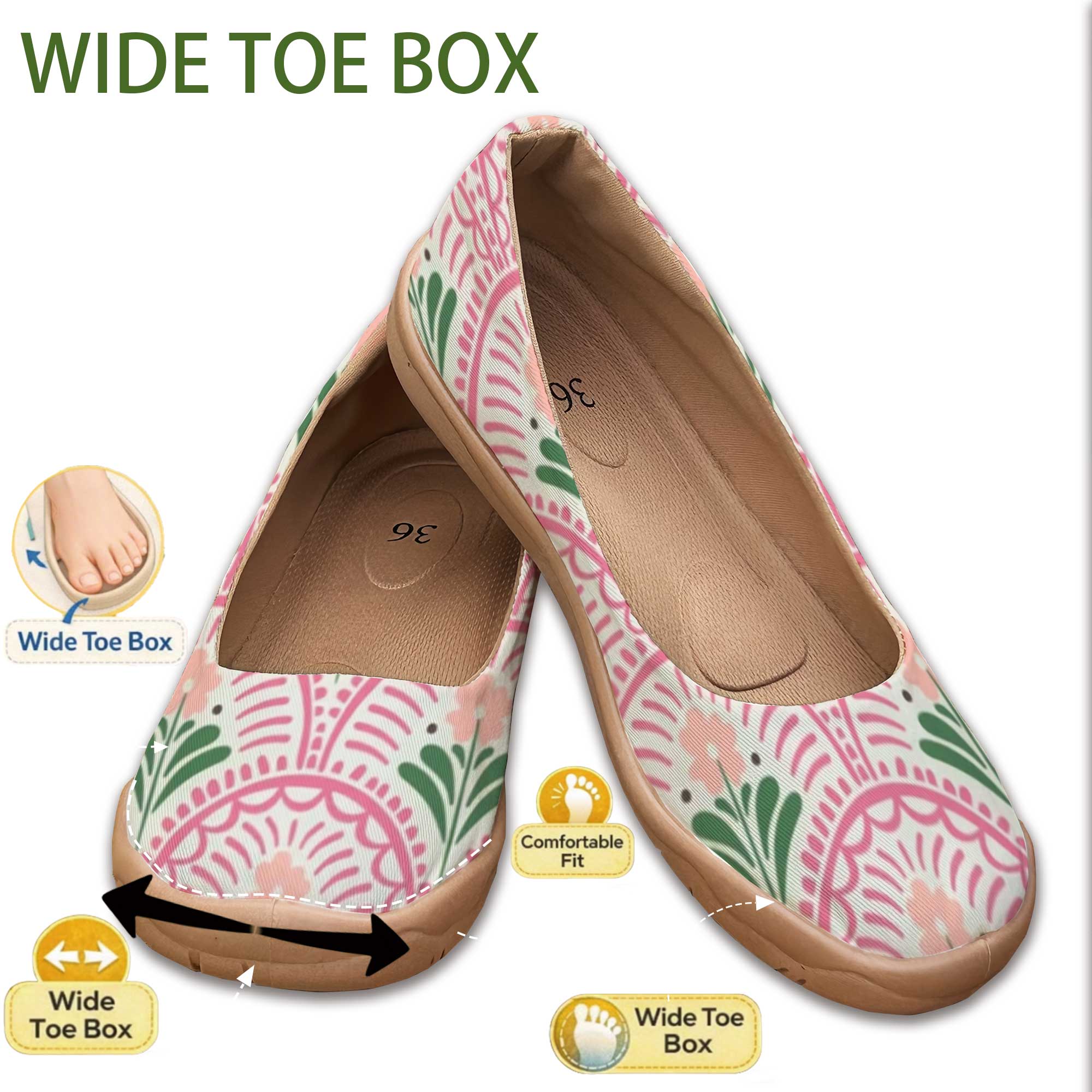 Bohemian Style Wide-Fit Women' - Women'S Shoes For Wide Feet บทวิจารณ์และราคา