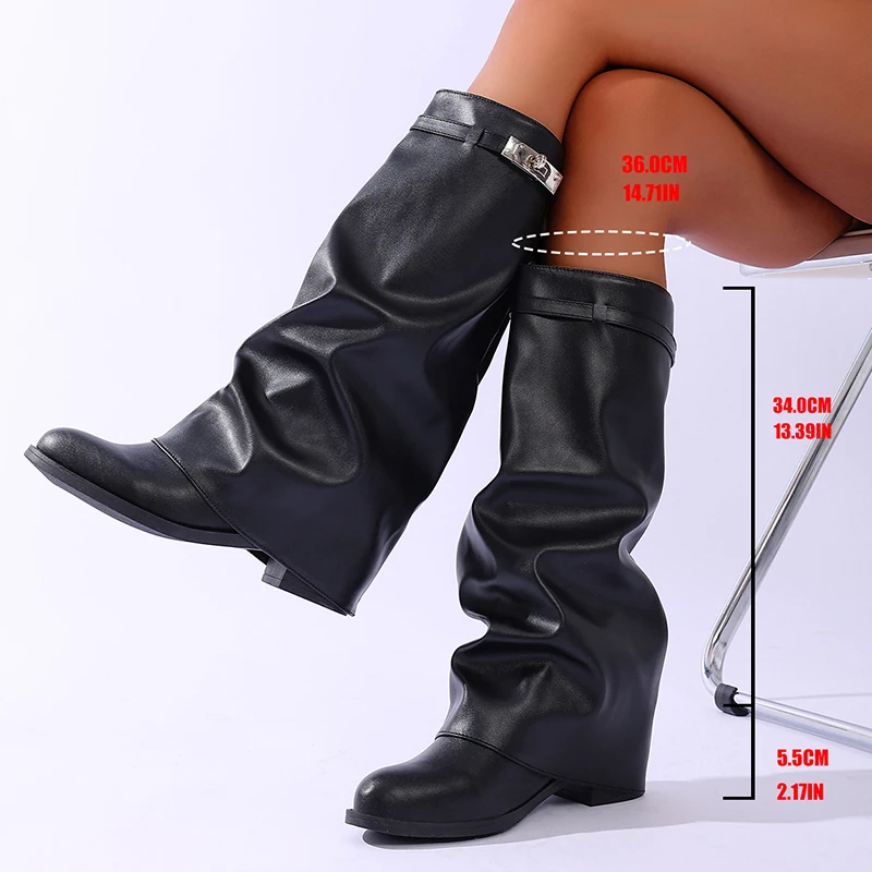 Brand Design Black Pu Leather  - Wide Fit Heels บทวิจารณ์และราคา