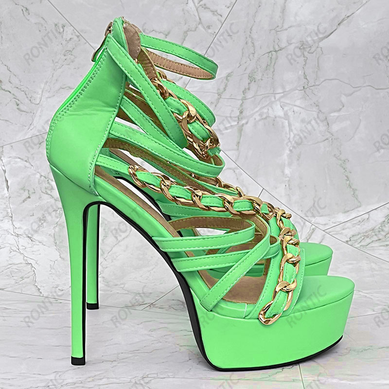 Rontic New Arrival Women Summe - Gold Chain Sandal บทวิจารณ์และราคา