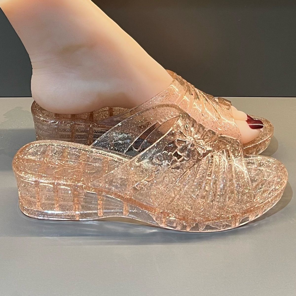 WFashion Purple Glitter Jelly  - Wedge Heeled Sneaker บทวิจารณ์และราคา