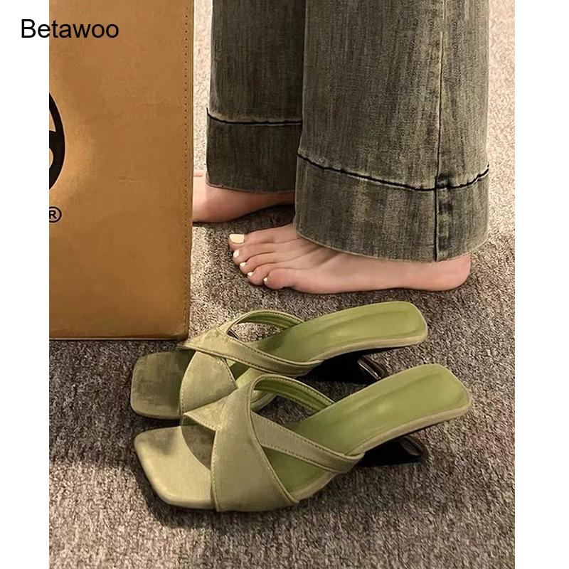 Women's Curved Block Heel Mule - Ankle Strap Heels บทวิจารณ์และราคา