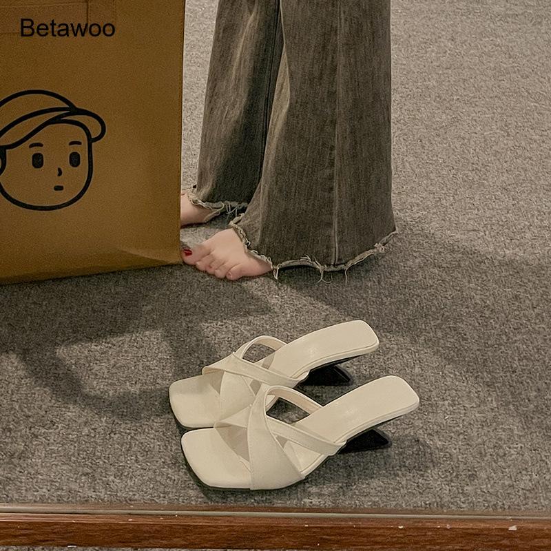 Women's Curved Block Heel Mule - Ankle Strap Heels บทวิจารณ์และราคา