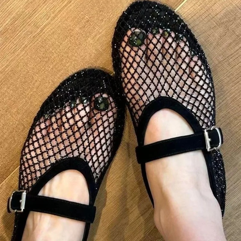 Hollow Rhinestone Baotou Sanda - Women Shoes Casual บทวิจารณ์และราคา