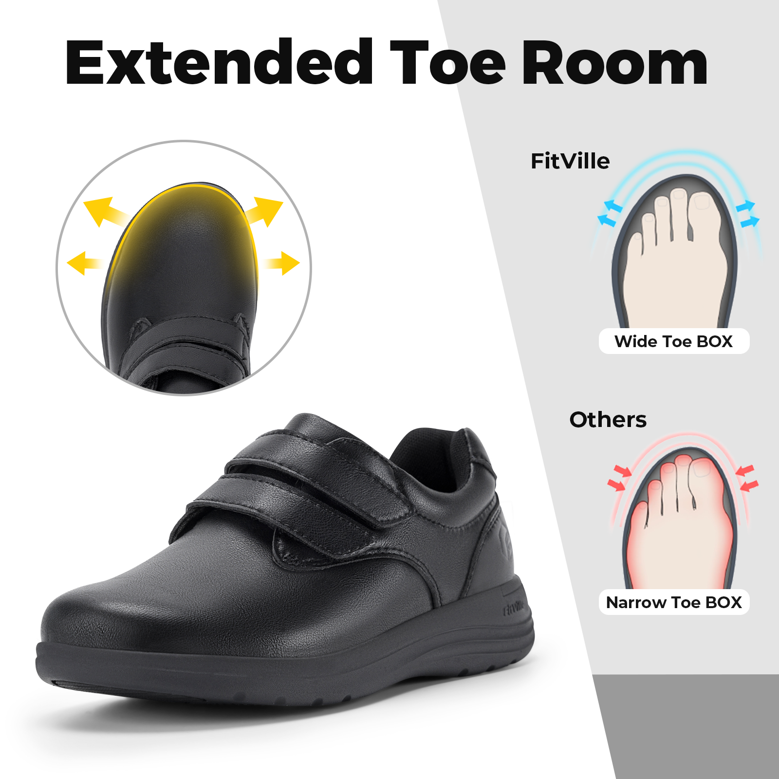 FitVille Leather Women's Shoes - Women'S Shoes For Wide Feet บทวิจารณ์และราคา
