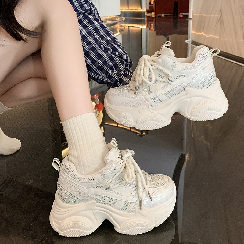8CM Women Chunky Sneakers New  - Wedge Heeled Sneaker บทวิจารณ์และราคา
