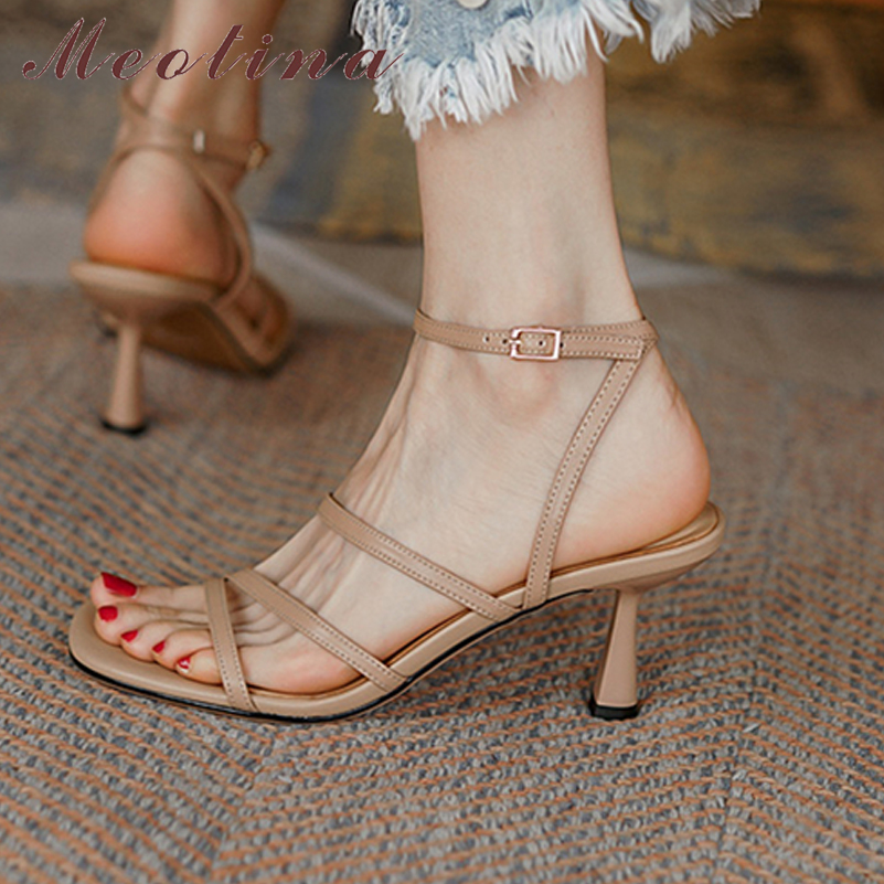 Meotina Sandals Women Shoes Sq - Ankle Strap Heels บทวิจารณ์และราคา